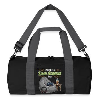 Gaming Humor Quote Pause Load Screens - Recycled Duffel Bag - black/graphite grey - Front