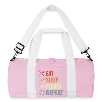 Eat Sleep Planes Repeat - Recycled Duffel Bag - pink/white - Front