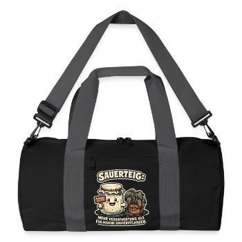 Sauerteig & Pflanzen - Lustiges Back Motiv - Recycelte Duffel Bag - Schwarz/Graphitgrau - Vorne