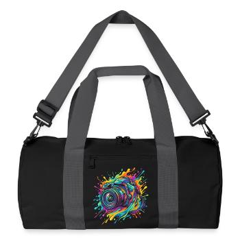 Kamera Fotografie Fotograf Spiegelreflex - Recycelte Duffel Bag - Schwarz/Graphitgrau - Vorne