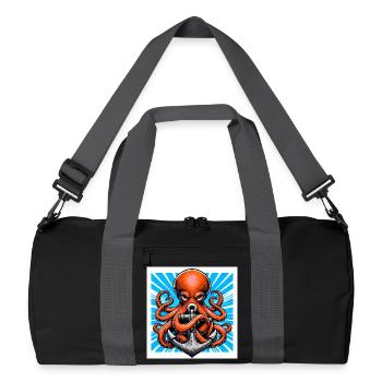Oktopus umarmt einen Anker - Recycelte Duffel Bag - Schwarz/Graphitgrau - Vorne
