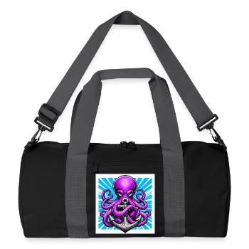 Oktopus umarmt einen Anker - Recycelte Duffel Bag - Schwarz/Graphitgrau - Vorne