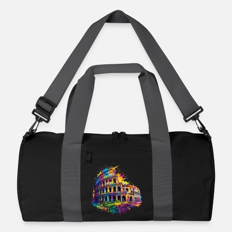 Kolosseum Rom buntes Splash Design Italien - Recycelte Duffel Bag - Schwarz/Graphitgrau