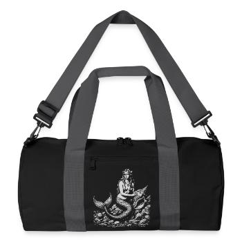 Mermaid on Rocks Vintage Engraving - Recycled Duffel Bag - black/graphite grey - Front