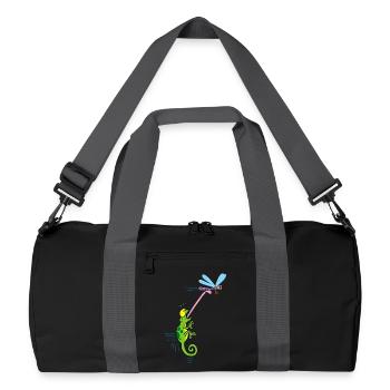 Caméléon et libellule - Sac de sport recyclé - noir/gris graphite - Devant