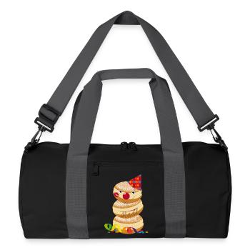 beignets de carnaval drôle avec la bouche de baisers et alaaf - Sac de sport recyclé - noir/gris graphite - Devant