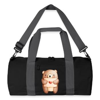 Verliebter Bär mit Liebesbrief – Liebe Design - Recycelte Duffel Bag - Schwarz/Graphitgrau - Vorne