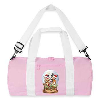 Belle boule à neige nostalgique avec peluches - Sac de sport recyclé - rose/blanc - Devant