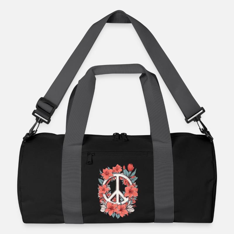 Friedenszeichen mit Blumen Recycelte Duffel Bag