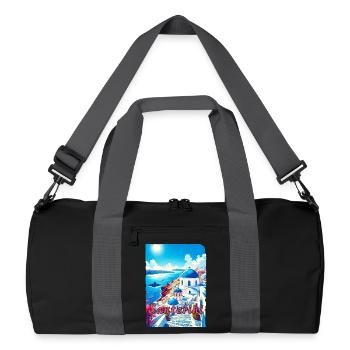 Greece souvenir travel vacation Santorini - Recycled Duffel Bag - black/graphite grey - Front