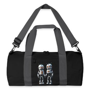 Robot Couple - Recycled Duffel Bag - black/graphite grey - Front