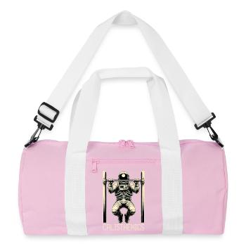 Calisthenics Astronaut Pull-ups Gift - Recycled Duffel Bag - pink/white - Front