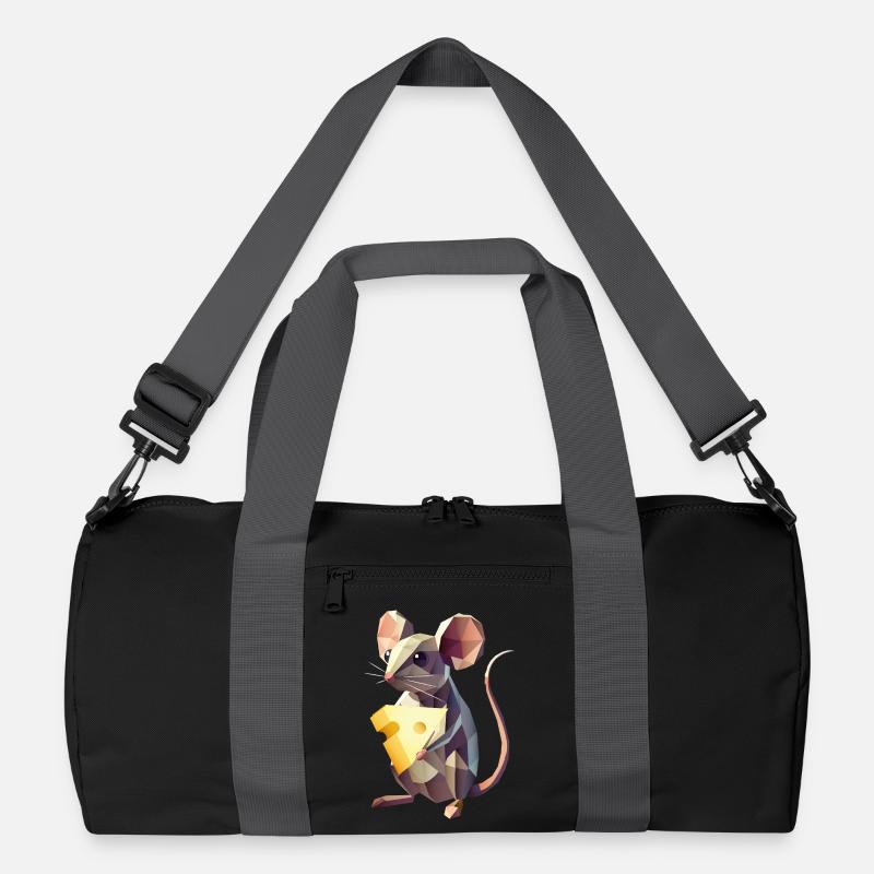 Polygon Mouse with Cheese – Cute Animal Motif Recycled Duffel Bag
