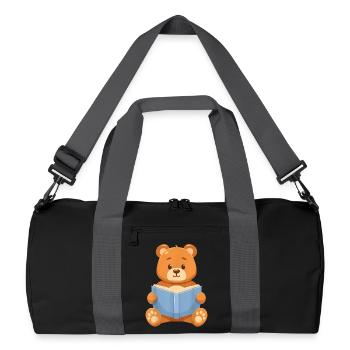 Teddybär lesen - Recycelte Duffel Bag - Schwarz/Graphitgrau - Vorne