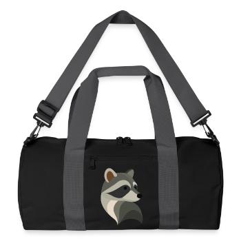 Playful Raccoon – Cute Animal Illustration - Recycled Duffel Bag - black/graphite grey - Front