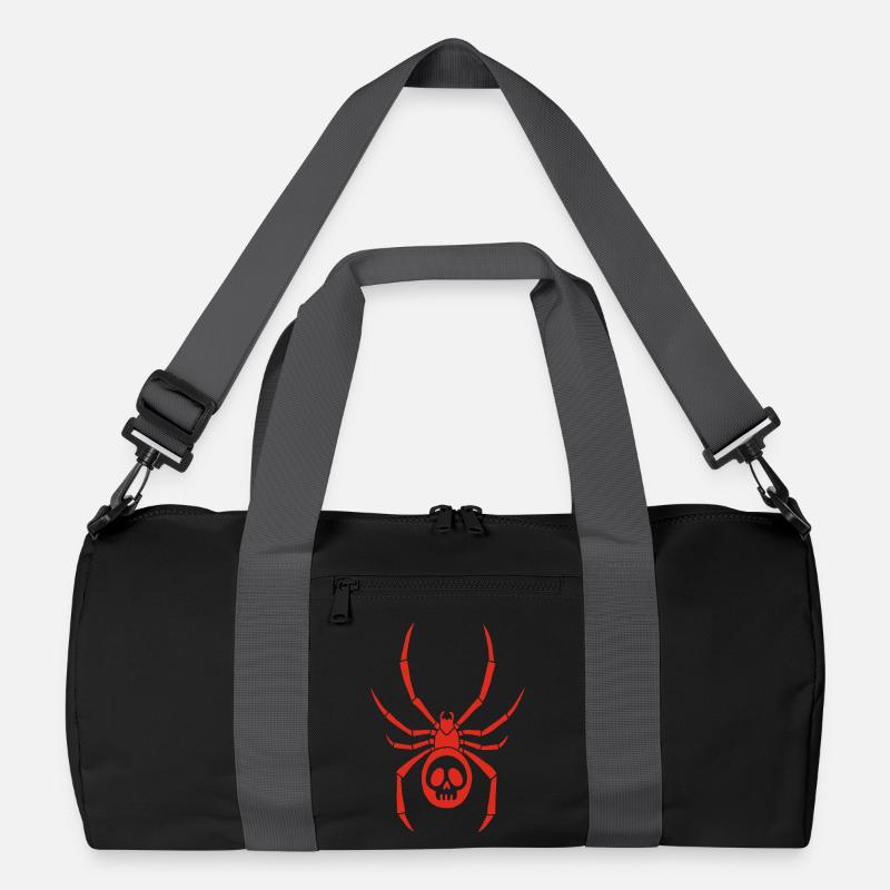Rote Spinnmilbe und Schädel Recycelte Duffel Bag