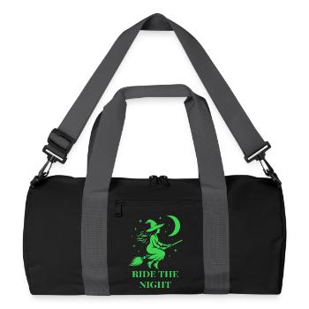 Halloween Hexe reitet durch die Nacht mit Mond - Recycelte Duffel Bag - Schwarz/Graphitgrau - Vorne