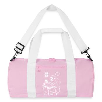 Chimp at the Desk writing a book - Recycled Duffel Bag - pink/white - Front