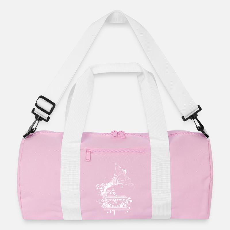 Nostalgisches Grammophon – florale Line Art Recycelte Duffel Bag