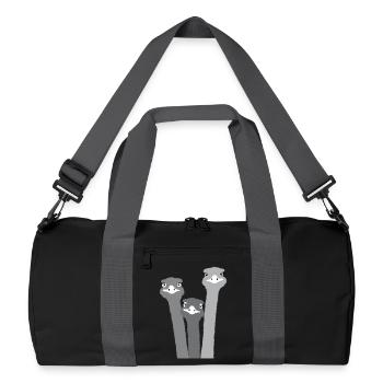 Nandu, tête d’autruche, émeu, autruche - Sac de sport recyclé - noir/gris graphite - Devant