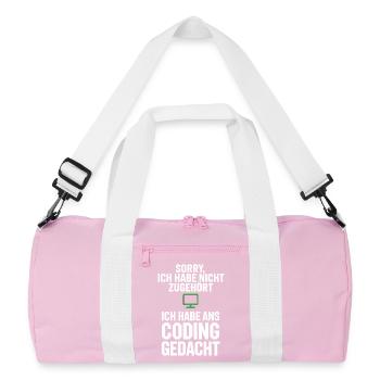 Sorry, I thought of coding - Recycled Duffel Bag - pink/white - Front