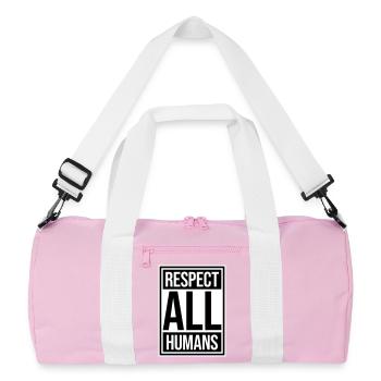 Respect All Humans Statement Menschlichkeit Spruch - Recycelte Duffel Bag - Rosa/Weiß - Vorne