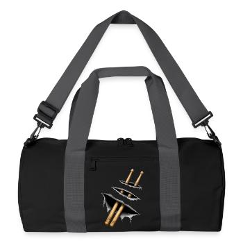 Conception des baguettes – Motif du batteur et du musicien - Sac de sport recyclé - noir/gris graphite - Devant