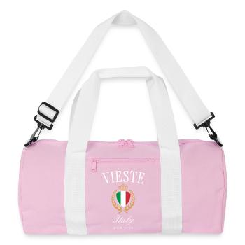 Vieste Italien Wappen Krone – Reise Souvenir - Recycelte Duffel Bag - Rosa/Weiß - Vorne