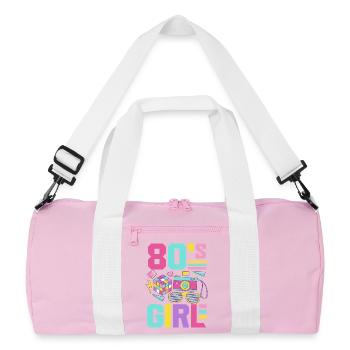 Retro Back to the 80s Vintage Design - Recycelte Duffel Bag - Rosa/Weiß - Vorne