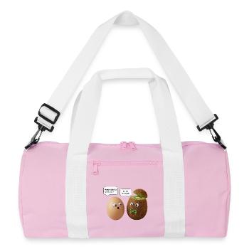 Kiwi and Egg Comedy Design - Recycled Duffel Bag - pink/white - Front