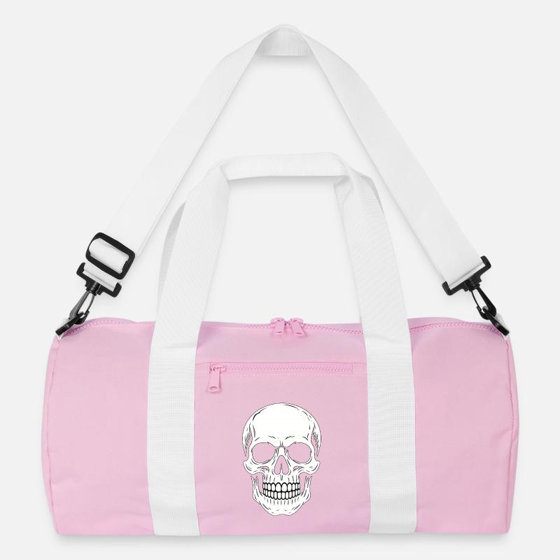 Minimalistischer schwarzer linearer Schädel Recycelte Duffel Bag