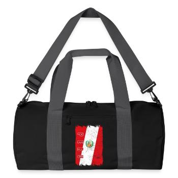 Peru Flagge - Recycelte Duffel Bag - Schwarz/Graphitgrau - Vorne