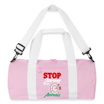 Dart Design Starrt nicht auf meine Pfeile - Recycelte Duffel Bag - Rosa/Weiß - Vorne