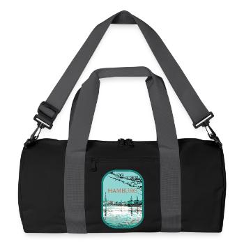 Illustration Flyacross Hamburg - Recycled Duffel Bag - black/graphite grey - Front
