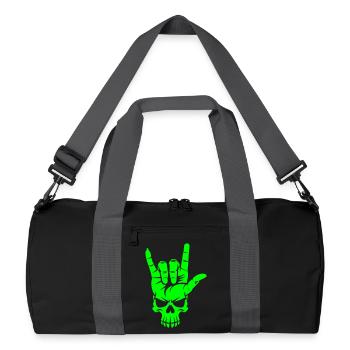 Rock 'n' Roll Totenkopf Handgeste - Recycelte Duffel Bag - Schwarz/Graphitgrau - Vorne