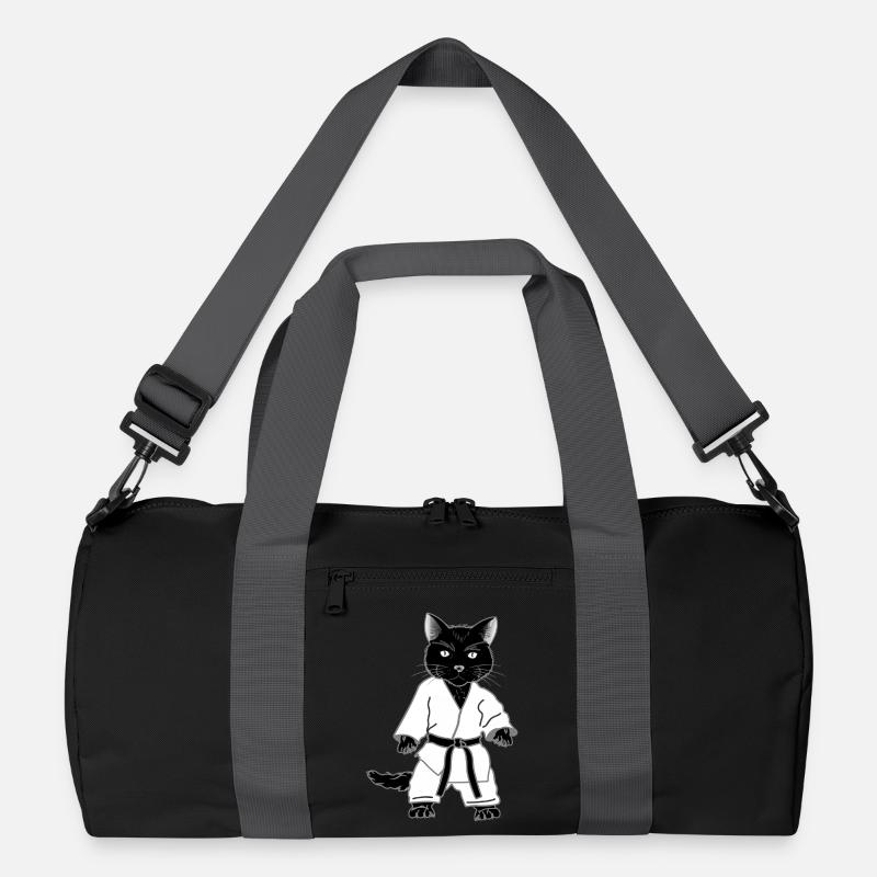 Karate Cat in Black Belt Recycled Duffel Bag