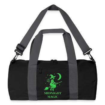 Fliegende Hexe bei Nacht mit Mond in Grün - Recycelte Duffel Bag - Schwarz/Graphitgrau - Vorne