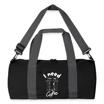 Ich brauche Kaffee - Recycelte Duffel Bag - Schwarz/Graphitgrau - Vorne