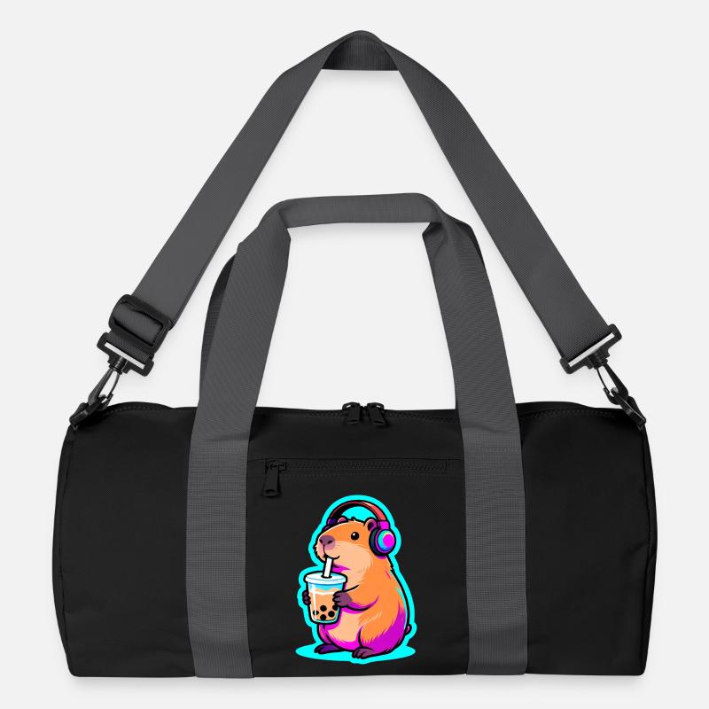 Cute Capybara Bubble Tea Kawaii Animal Gift Recycled Duffel Bag