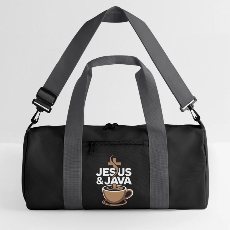 Inspiration und Kaffee mit Jesus & Java Recycelte Duffel Bag