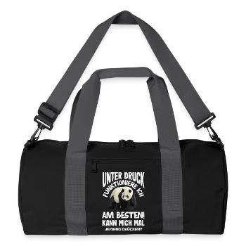 Unter Druck funktioniere ich am besten - Recycelte Duffel Bag - Schwarz/Graphitgrau - Vorne