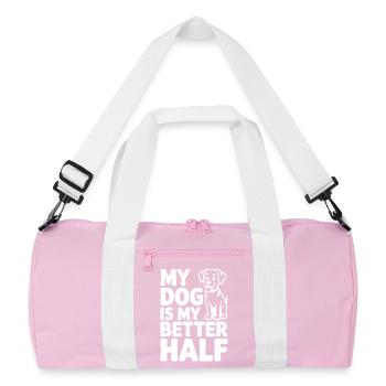 Mein Hund ist meine bessere Hälfte - Recycelte Duffel Bag - Rosa/Weiß - Vorne