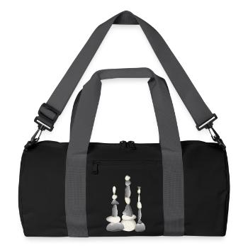 Trois tours de pierre équilibrées de style zen - Sac de sport recyclé - noir/gris graphite - Devant