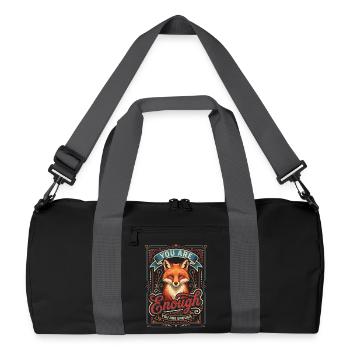 You Are Enough: Fox Vintage Art - Recycelte Duffel Bag - Schwarz/Graphitgrau - Vorne