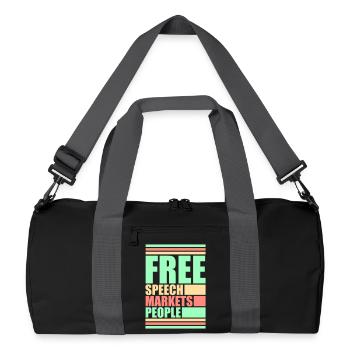 Free Speech Markets People Libertär Freiheit Logo - Recycelte Duffel Bag - Schwarz/Graphitgrau - Vorne