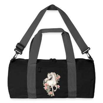 Cheval aux roses - Sac de sport recyclé - noir/gris graphite - Devant