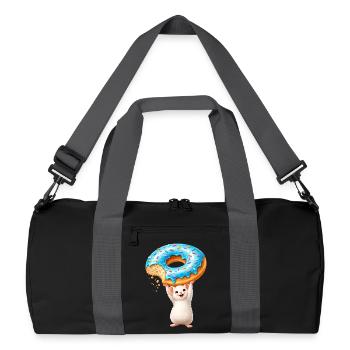 Mouse with Donut – Cute Cartoon Design - Recycled Duffel Bag - black/graphite grey - Front