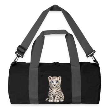 Sia Schneeleopard - Recycelte Duffel Bag - Schwarz/Graphitgrau - Vorne
