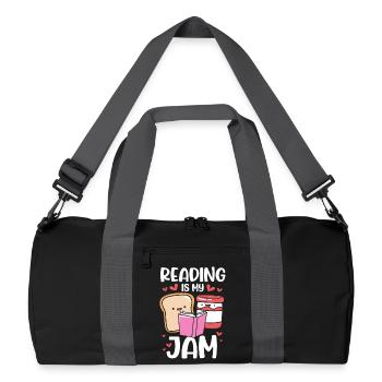 Bibliothek Buch Leseratte Lesen Bücherwurm - Recycelte Duffel Bag - Schwarz/Graphitgrau - Vorne