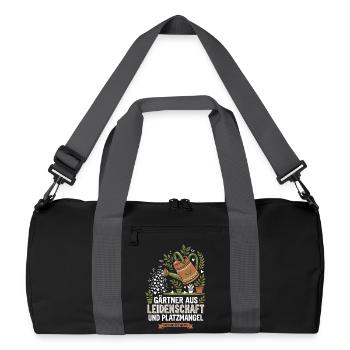 Gärtner Balkon Platzmangel Spruch - Recycelte Duffel Bag - Schwarz/Graphitgrau - Vorne